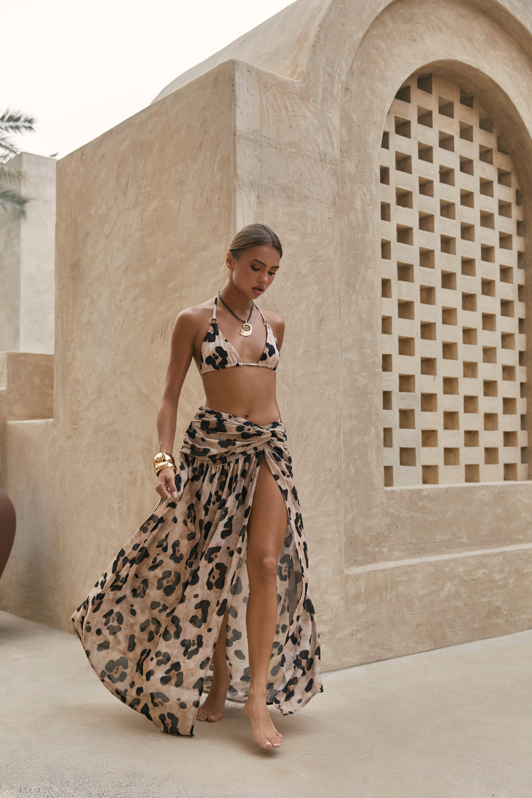 Zenia Maxi skirt Leopard Beach City