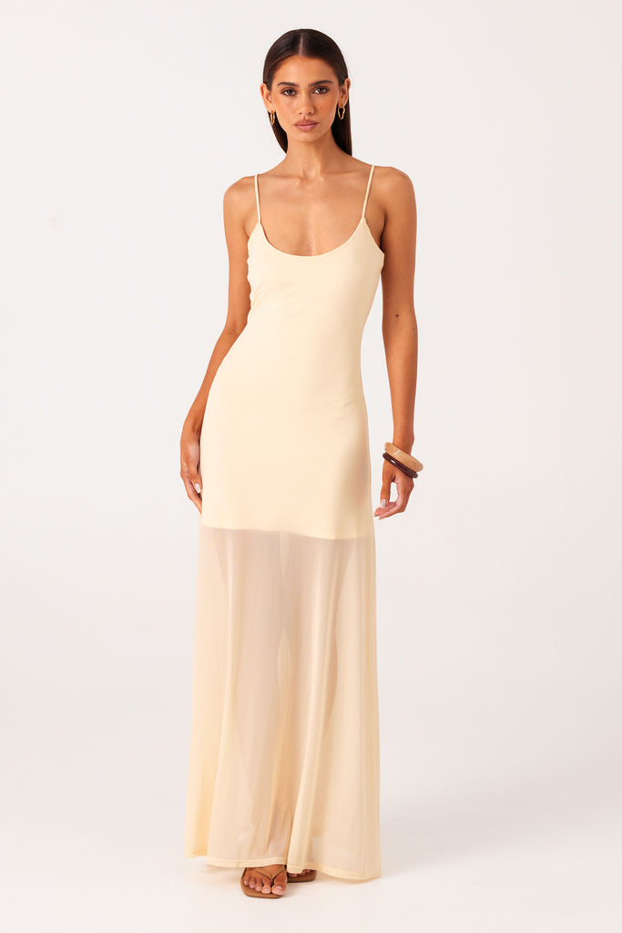 Alessandra Mesh Maxi Dress Vanilla  Beach City