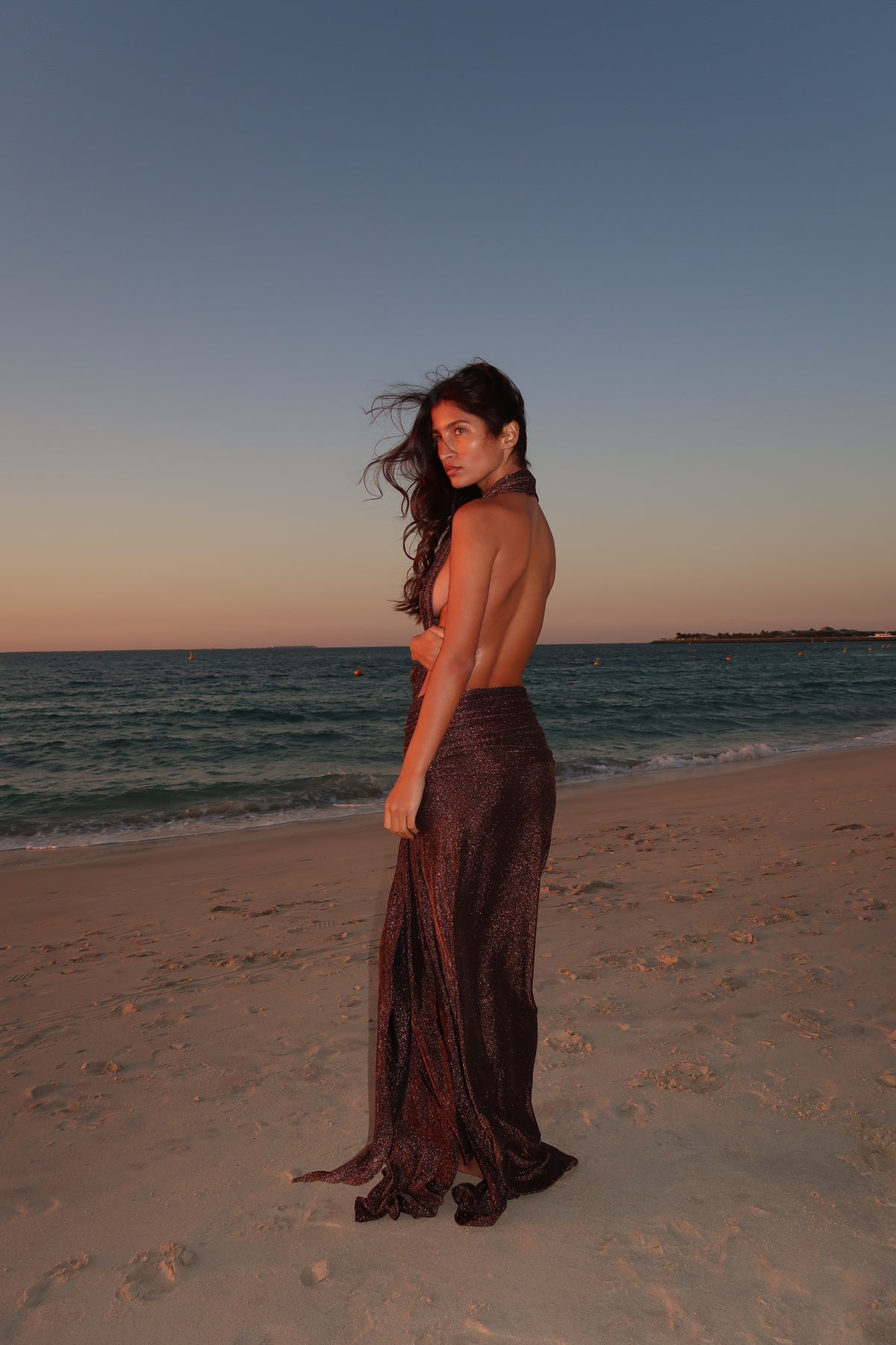 Angelina Slinky Backless Maxi Dress Bronze Beach City Angelina Slinky Backless Maxi Dress Bronze Beach City