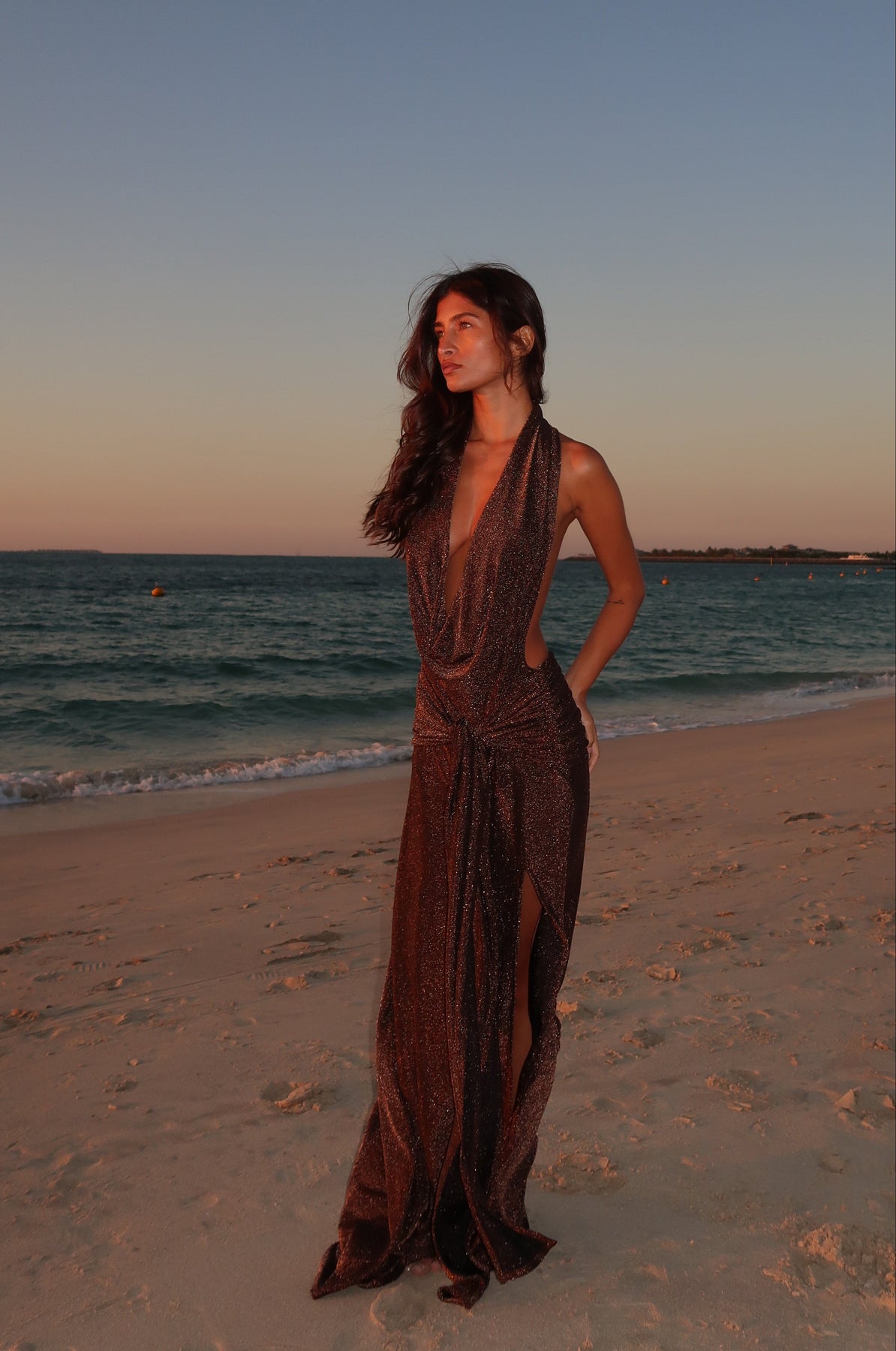 Angelina Slinky Backless Maxi Dress Bronze Beach City Angelina Slinky Backless Maxi Dress Bronze Beach City
